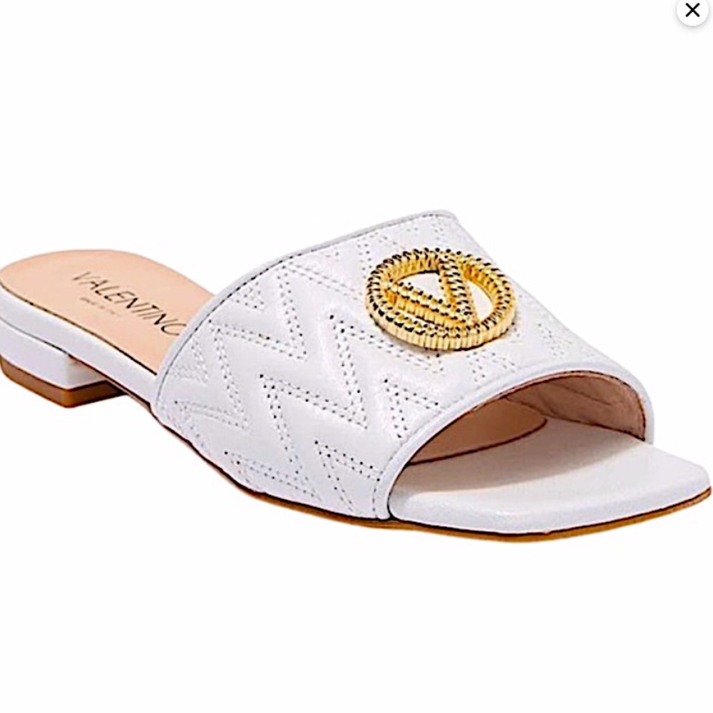 VALENTINO BY MARIO VALENTINO Logo Leather Flat Sandals
